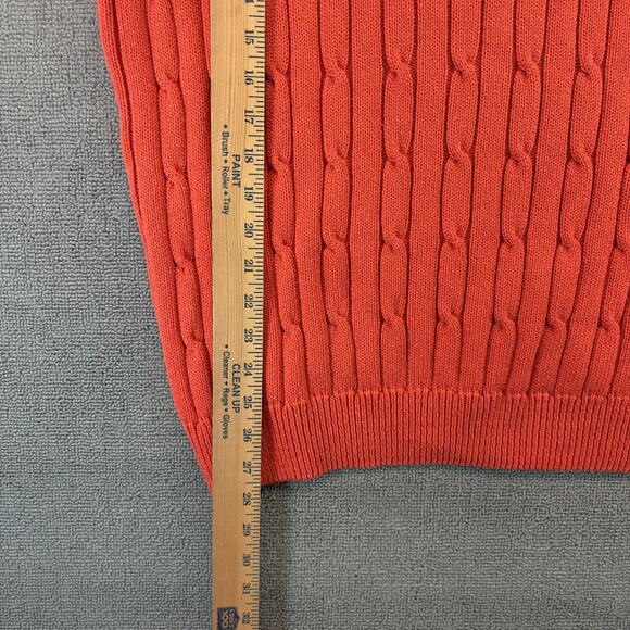 Vintage IZOD Sweater Men XL Orange Cotton Heavy Cable Knit Made In The USA Crest - Picture 6 of 7